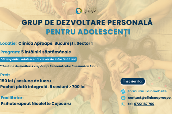Grup de dezvoltare personala adolescenti | Clinica Aproape